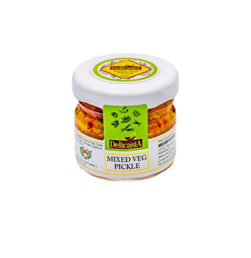 MIXED VEG PICKLE GLASS BOTTLE 25GM X 72 PCS INSTITUTIONAL PACK - DELICASIA