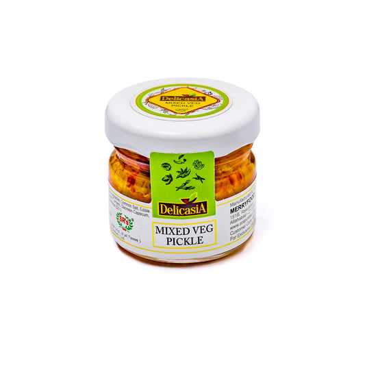 MIXED VEG PICKLE GLASS BOTTLE 25GM X 72 PCS INSTITUTIONAL PACK - DELICASIA